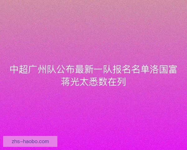 中超广州队公布最新一队报名名单洛国富蒋光太悉数在列