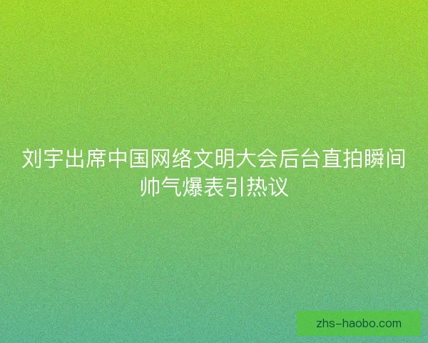 刘宇出席中国网络文明大会后台直拍瞬间帅气爆表引热议